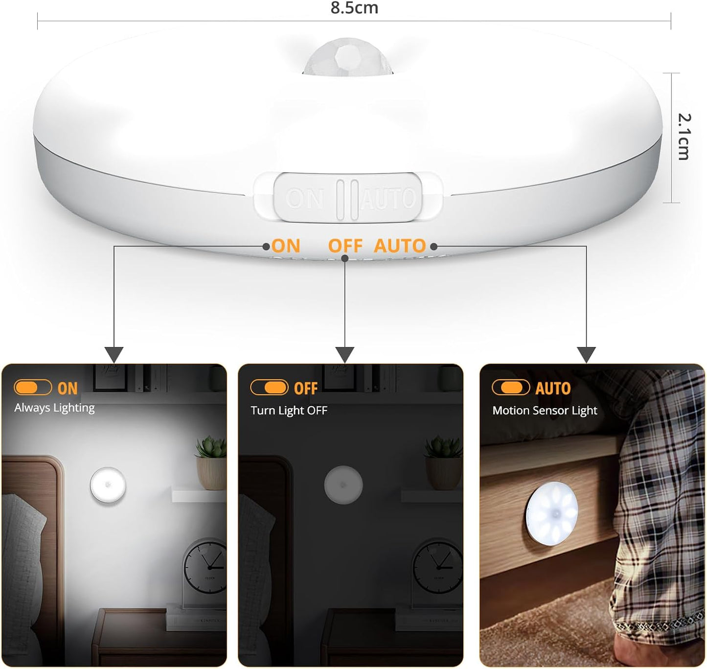 LED Lights Kitchen, 8 LED Wardrobe Light LED Strips USB Indoor Motion Sensor, Rechargeable Under Kitchen Cabinet Light Cabinet Stick Night Light Bar,Stairs, Corridor Packaging