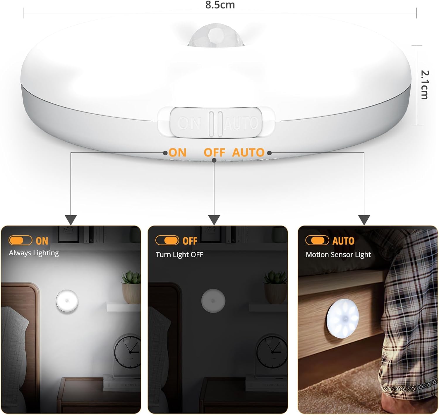 LED Lights Kitchen, 8 LED Wardrobe Light LED Strips USB Indoor Motion Sensor, Rechargeable Under Kitchen Cabinet Light Cabinet Stick Night Light Bar,Stairs, Corridor Packaging