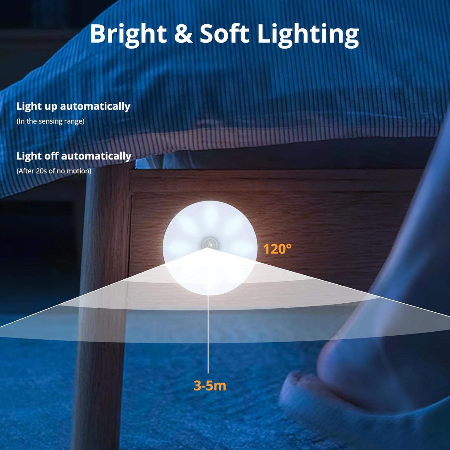 LED Lights Kitchen, 8 LED Wardrobe Light LED Strips USB Indoor Motion Sensor, Rechargeable Under Kitchen Cabinet Light Cabinet Stick Night Light Bar,Stairs, Corridor Packaging