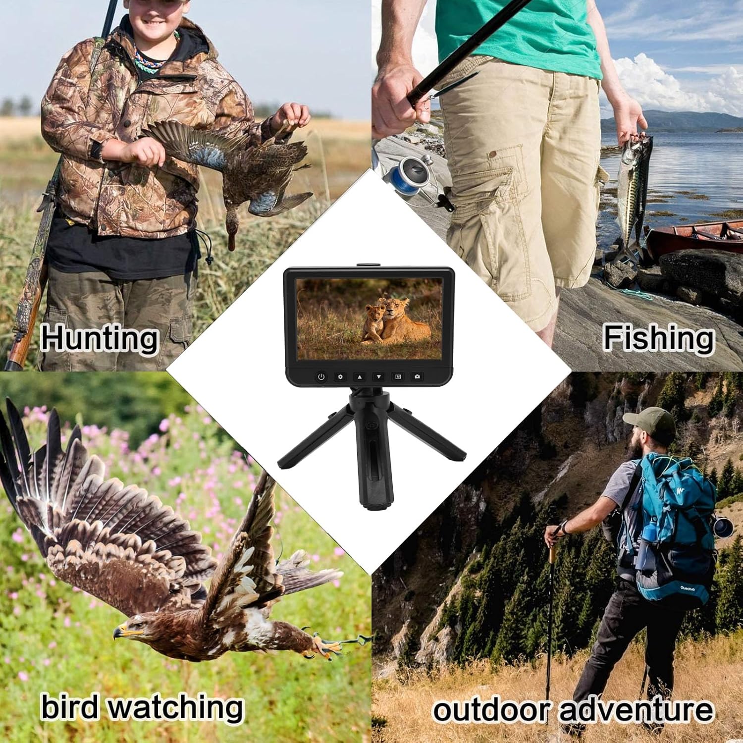 Digital Telescope Camera, 50X Magnification 1080P Video Digital Telescope with Camera, 5-Inch LCD Screen Video Photo Recorder for Hunting Outdoors ()